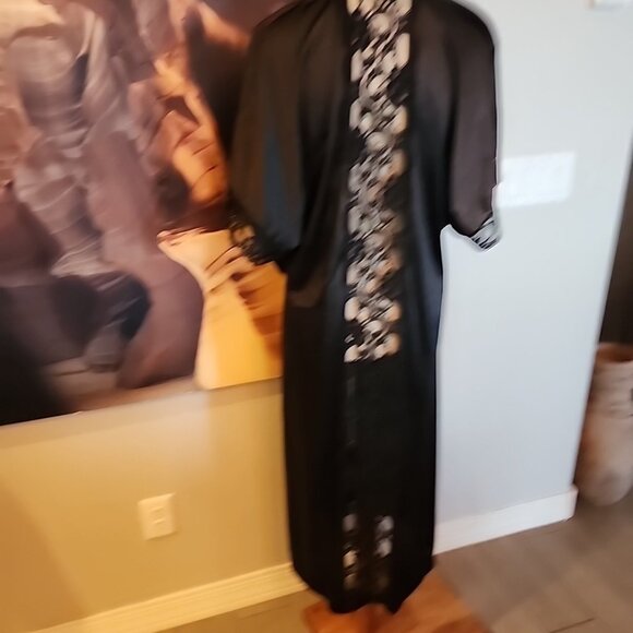 Vintage Lady Romance Nylon and Lace Dressing Gown Black Robe Lingerie One Size - Picture 3 of 6